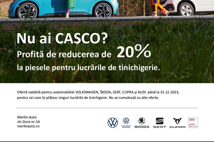 Nu ai casco?Profită de reducerea de 20% la piesele originale pentru lucrările de tinichigerie.