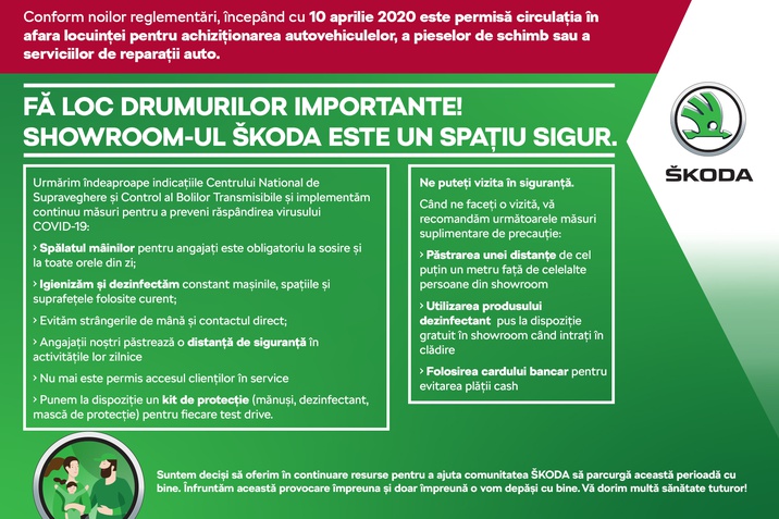 SHOWROOM-UL SKODA ESTE UN SPATIU SIGUR