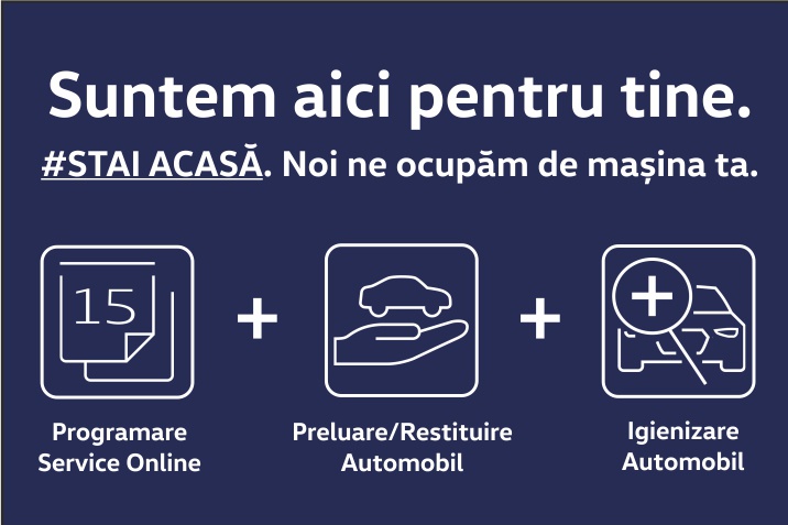 Suntem aici pentru tine.#STAIACASA! Noi ne ocupam de masina ta!